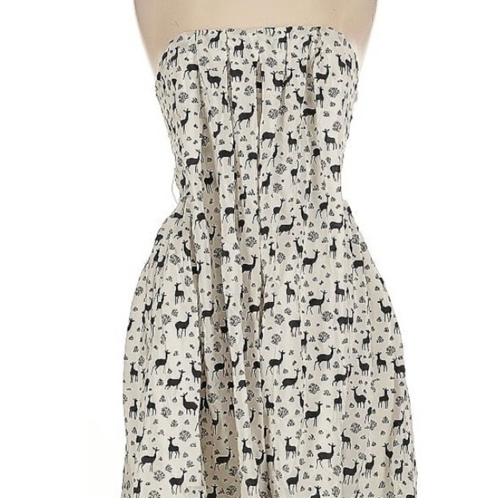 Anna Sui White and Black  Dress with Blue Accents